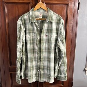 Levi's Green and White Casual Plaid Shirt